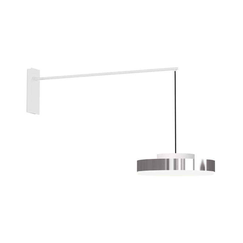 Discus Wall Lamp, Matt White Lacquered, Polished Nickel