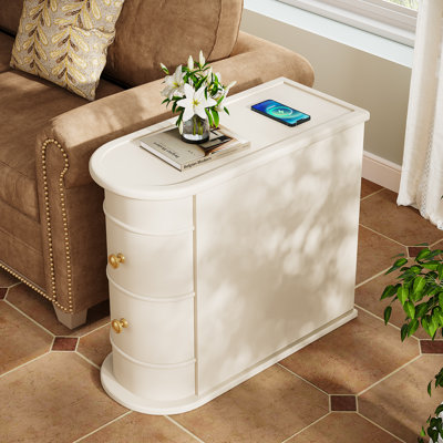 Solid Wood End Table with 2 Storage Drawers, No Assembly Required