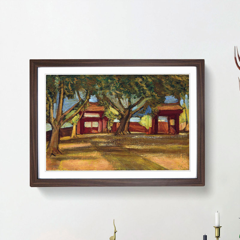 Tainan Seibyo by Fujishima Takeji - Picture Frame Painting Print, 27cm H x 36cm W x 2cm D, Walnut Framed