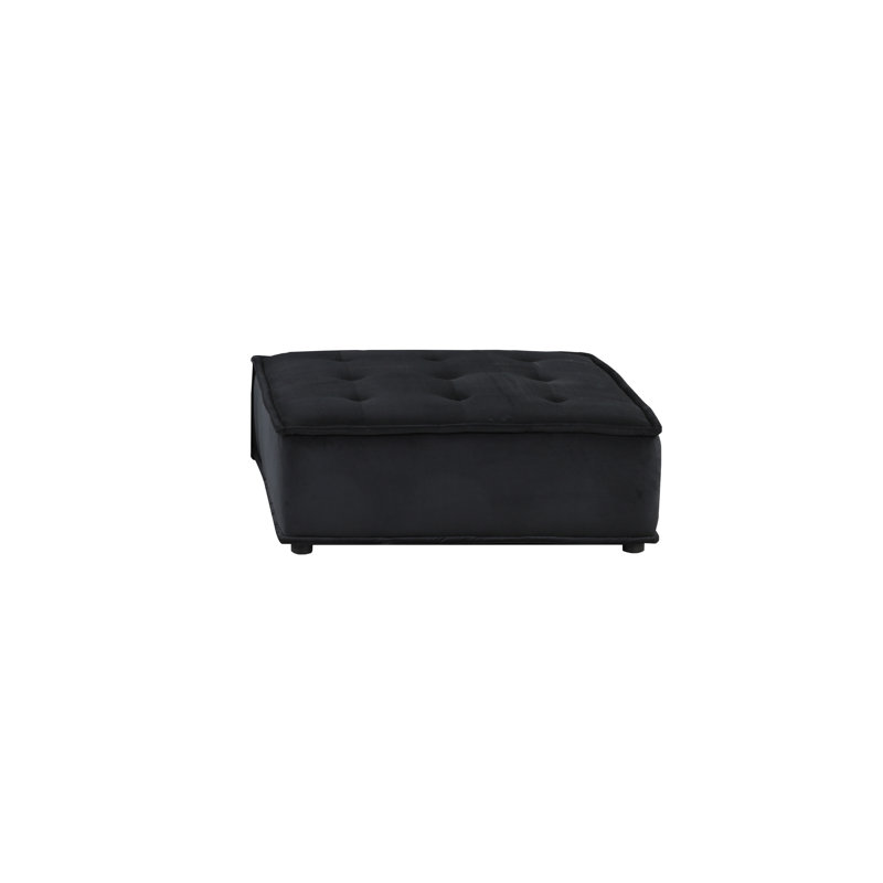 Charmie Anna Velvet Armless Lounge Chair, Black Velvet