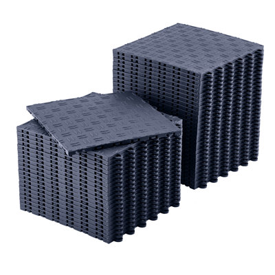50 Pack 12"x12" Interlocking Garage Floor Tiles, Heavy Duty PVC Flooring with Double-Sided Non-Slip Surface for Basement, Workshop & Repair Shop