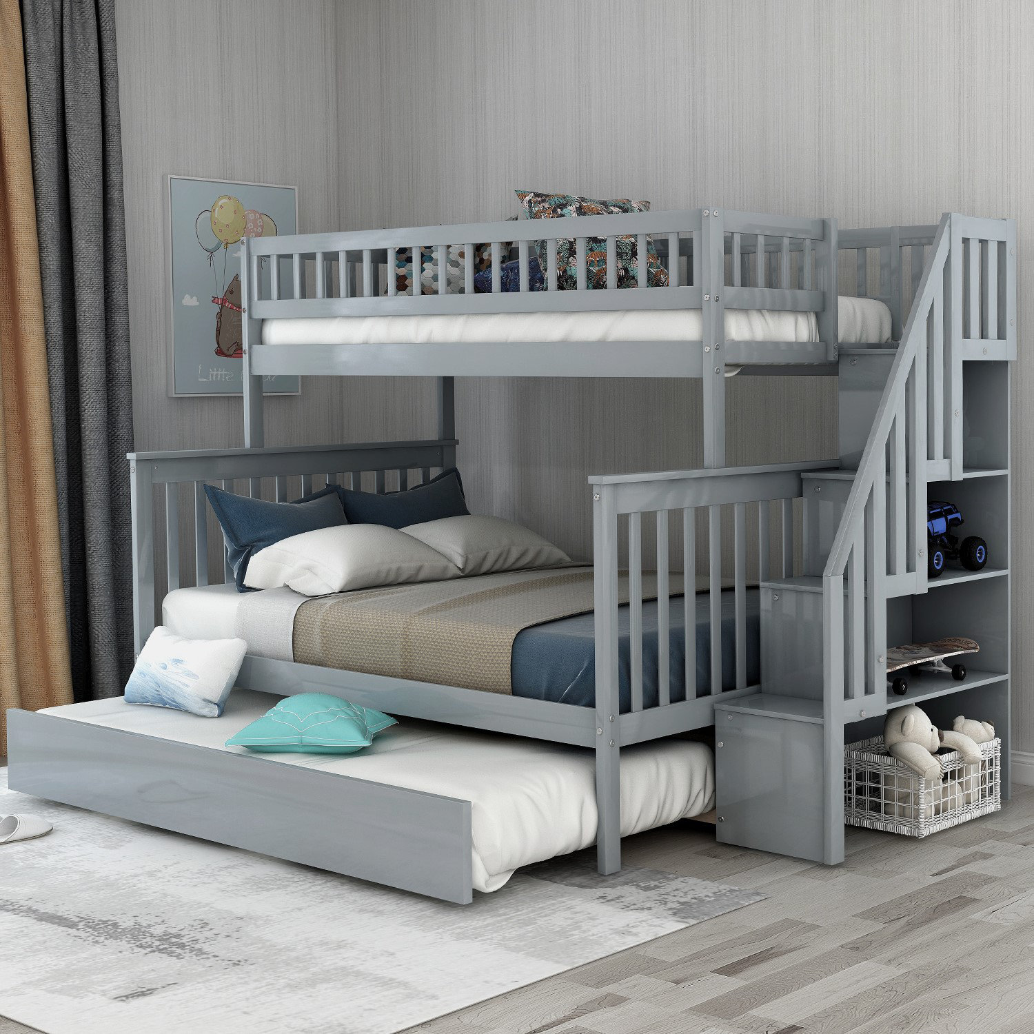 Hazzard Kids Twin Over Full Bunk Bed with Trundle