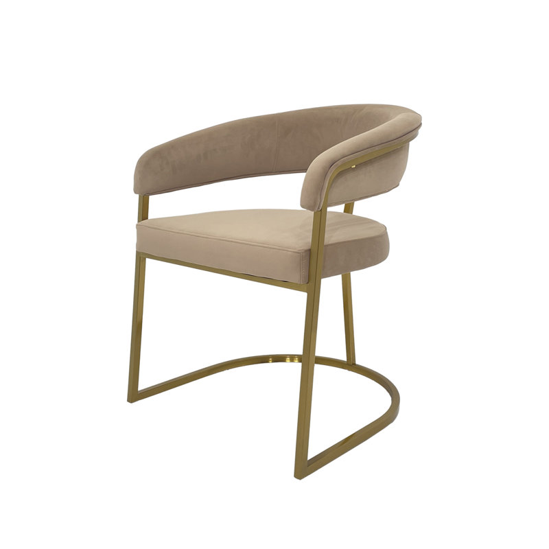 Dining Chair With Velvet Seat, Brushed Gold, Taupe