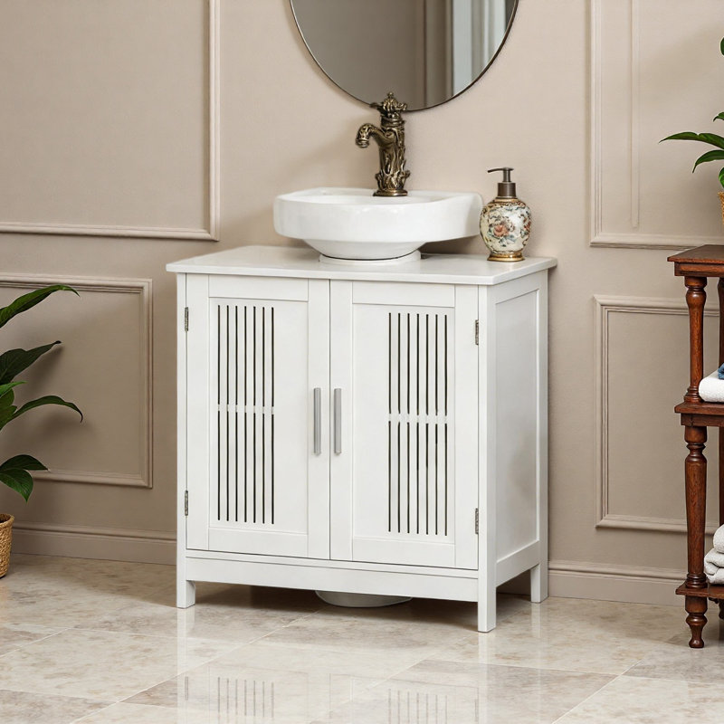 Armoire de rangement robuste pour salle de bain, Blanc