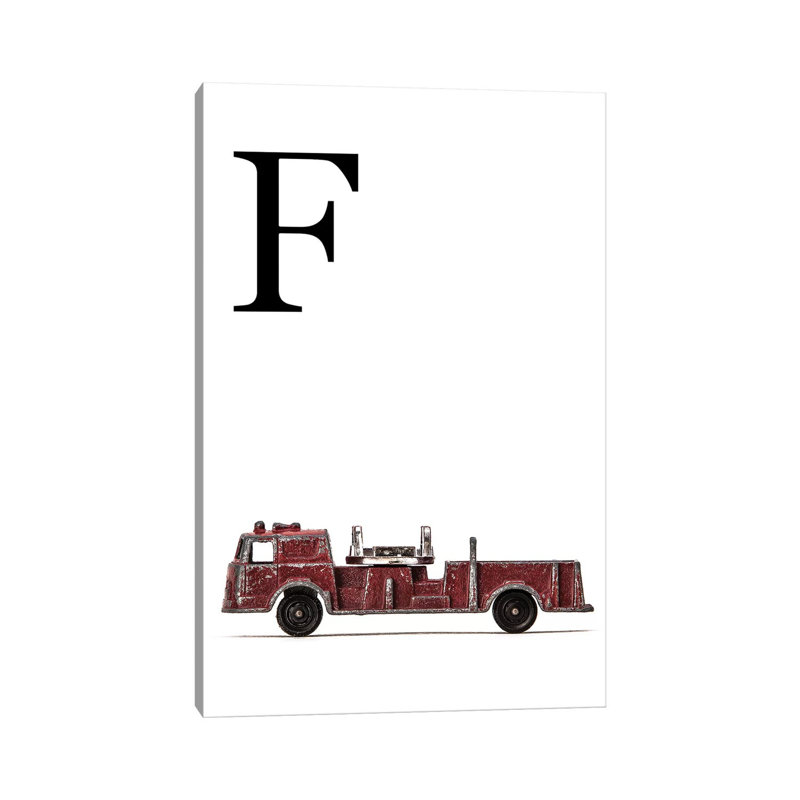 F Fire Engine Letter 1 Piece Wall Art on Canvas, 30.48 cm H x 45.72 cm W, Wrapped Canvas