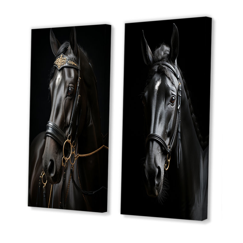 «Horse Elegance» - 2 pièces, Toile tendue, H 32 po x l 32 po
