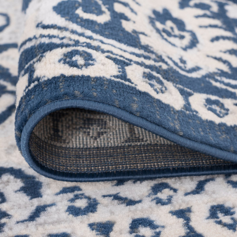 Tapis bleu marine Radcliff, Tapis de couloir 2 pi 3 po x 10 pi