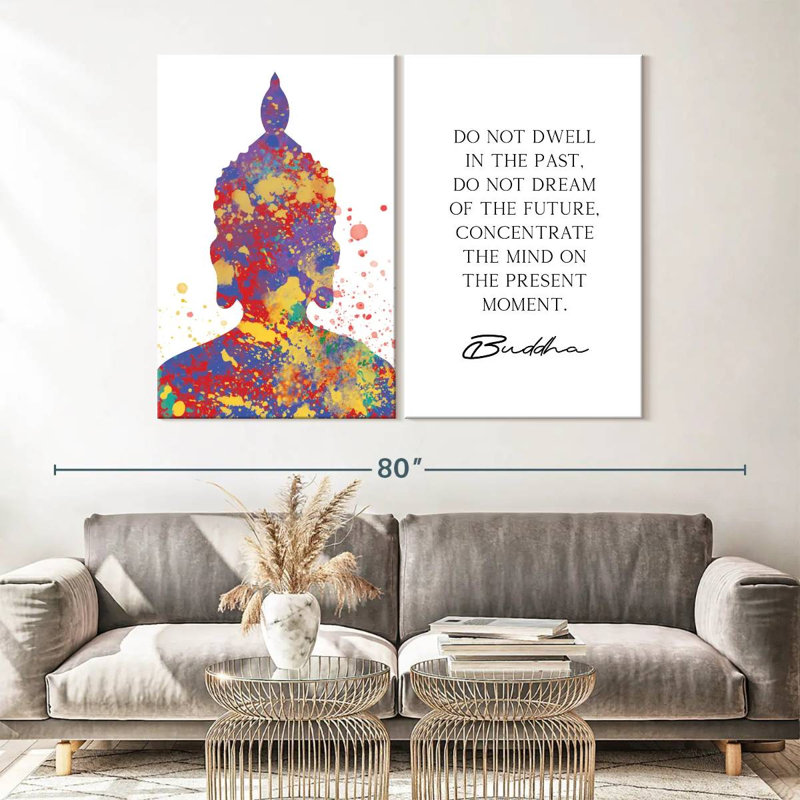 " Do Not Dwell Zen Quote " 2 - Pieces, 42" H x 57" W x 1.25" D