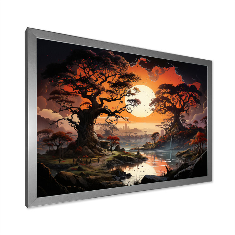 «African Baobab Tales I» sur toile, Cadre photo argenté, H 24 po x l 32 po x P 1 po