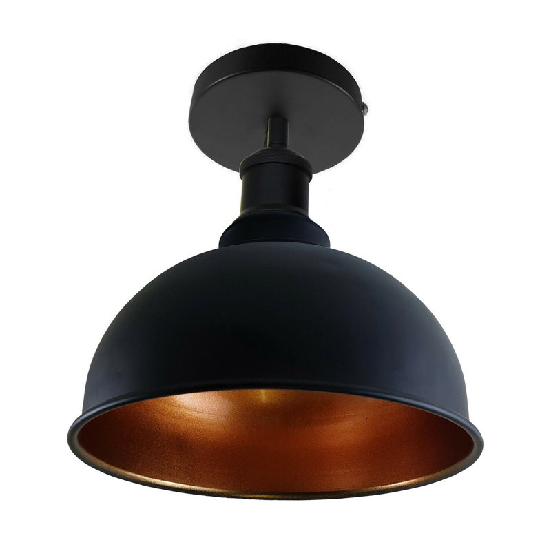 Bussiere Semi Flush Mount, Black/Gold, Black