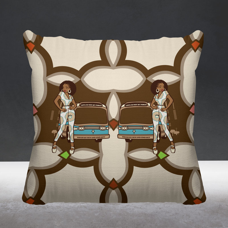 Housse et insert de coussin carré africain pour femme afro-américaine, Brun, H 15 po x l 15 po