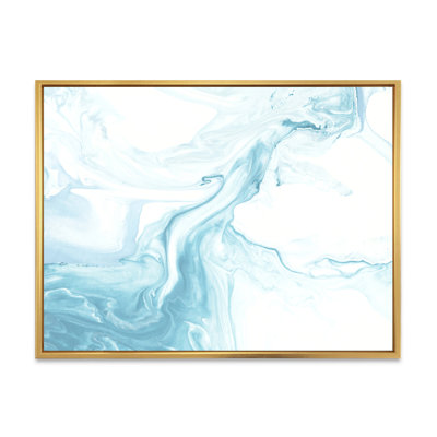 Art en marbre liquide bleu clair et blanc - peinture sur toile