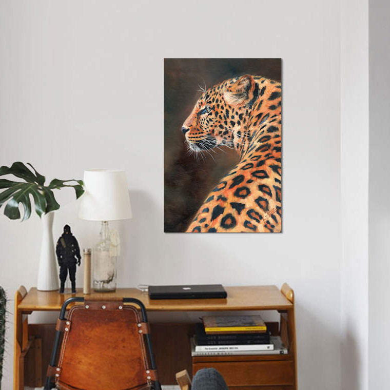 « leopard profile », impression sur toile, H 18 po x l 12 po x P 1,5 po, Pas de tapis, Toile tendue