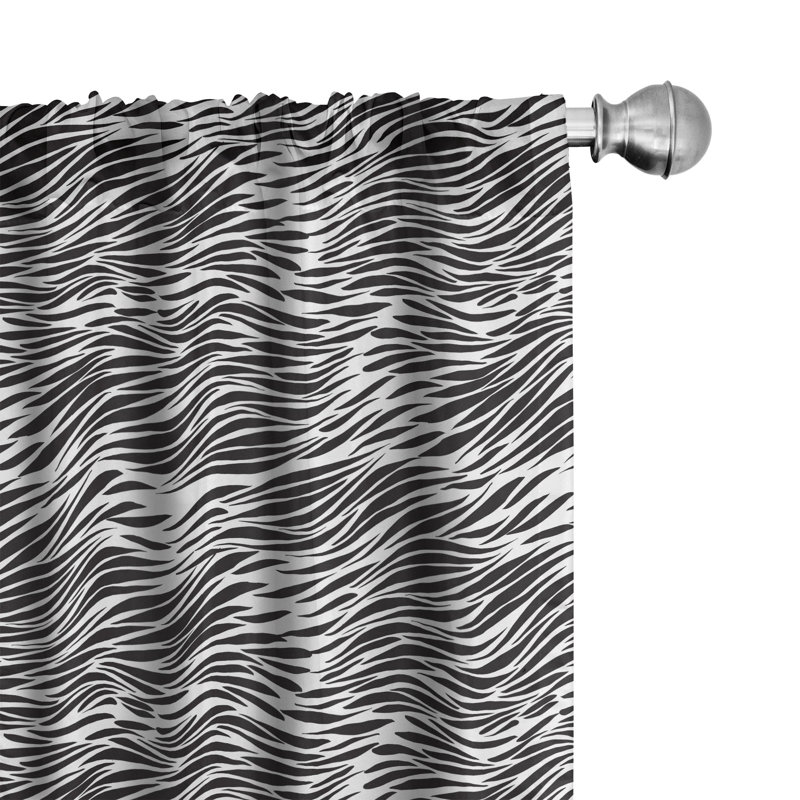 Zebra Print Abstract Semi-Sheer Rod Pocket Curtain Panels, 28" W x 63" L