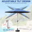 Parasol de table d'extérieur - 9 pi avec 8 nervures et imperméable, idéal pour le jardin, la terrasse, la cour, la piscine, bleu marine, protégé, imperméable et stable