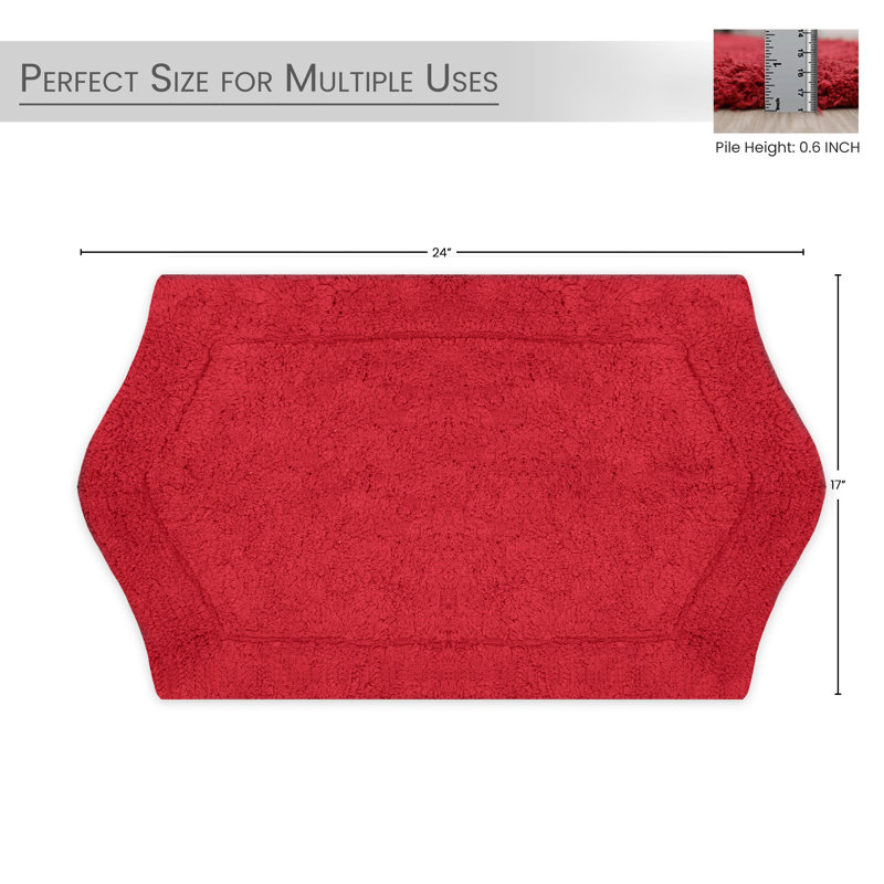 Tapis pour salle de bain Morissette, L 17 po x L 24 po, Rouge