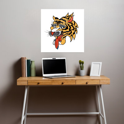 Tête de tigre excentrique rétro, reproduction d'art murale de tigre rétro