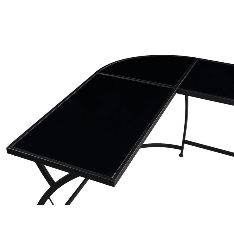 Bureau d'écriture en verre en L