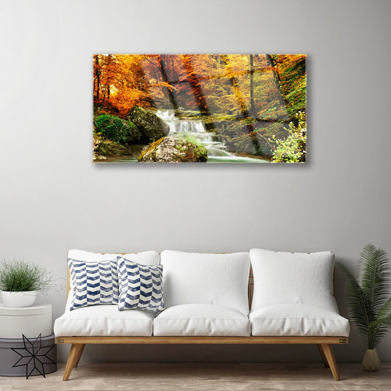 Nature Waterfall Forest - No Frame Print on Glass