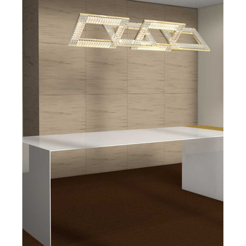 Lustre carré en chrome 36 lumières, Transparent, H 73 po x l 73 po x P 73 po, Nickel poli