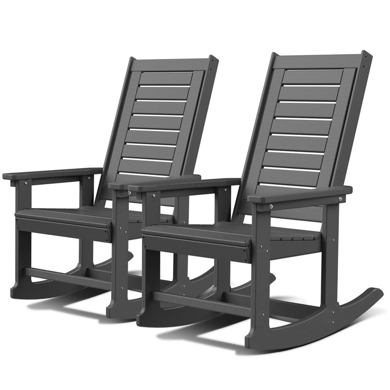 Outdoor Rocking Chairs  Set of 2, Gray