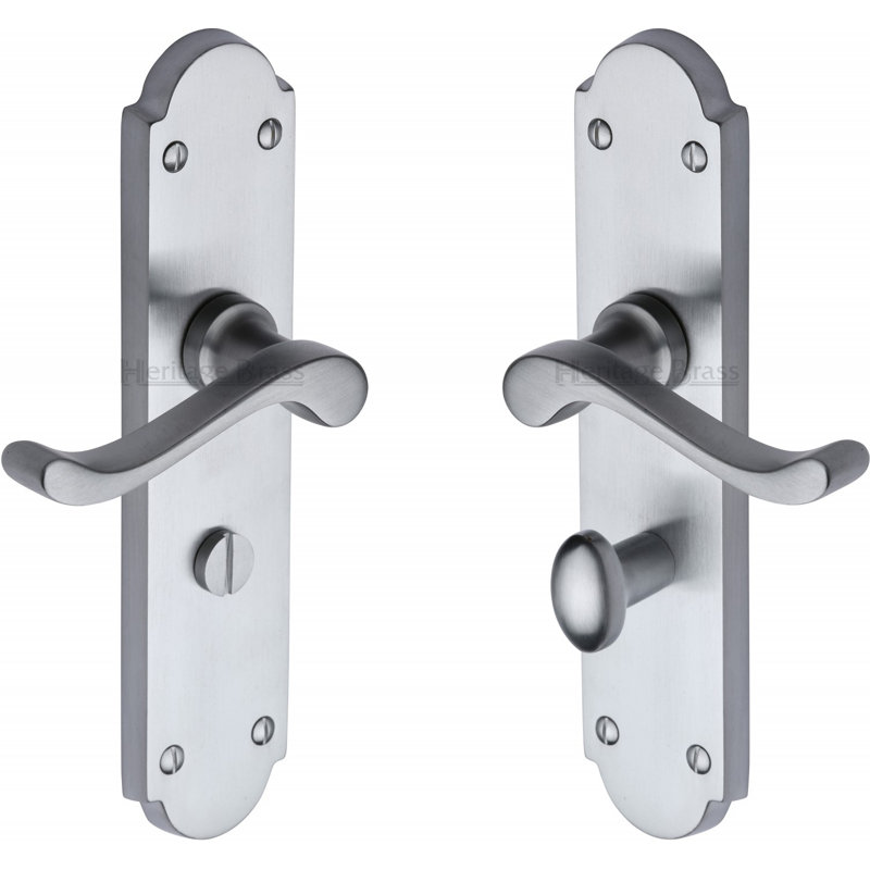 Heritage Brass Heritage Door Handle for Bathroom Savoy Long Design, Polished Chrome