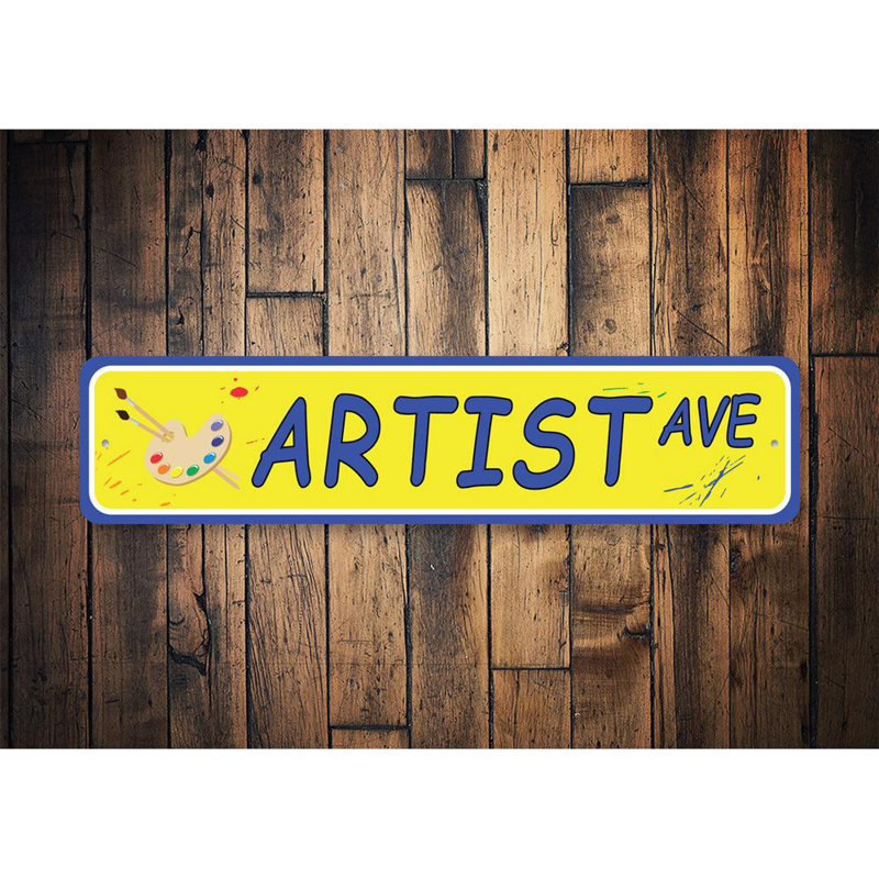 Plaque en aluminium Artist Street, H 6 po x l 24 po x P 0,06 po