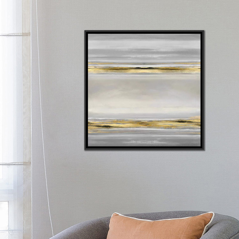 «Linear Motion in Grey», reproduction sur toile, H 18 po x l 18 po x P 1,5 po, Toile avec cadre noir, Pas de tapis