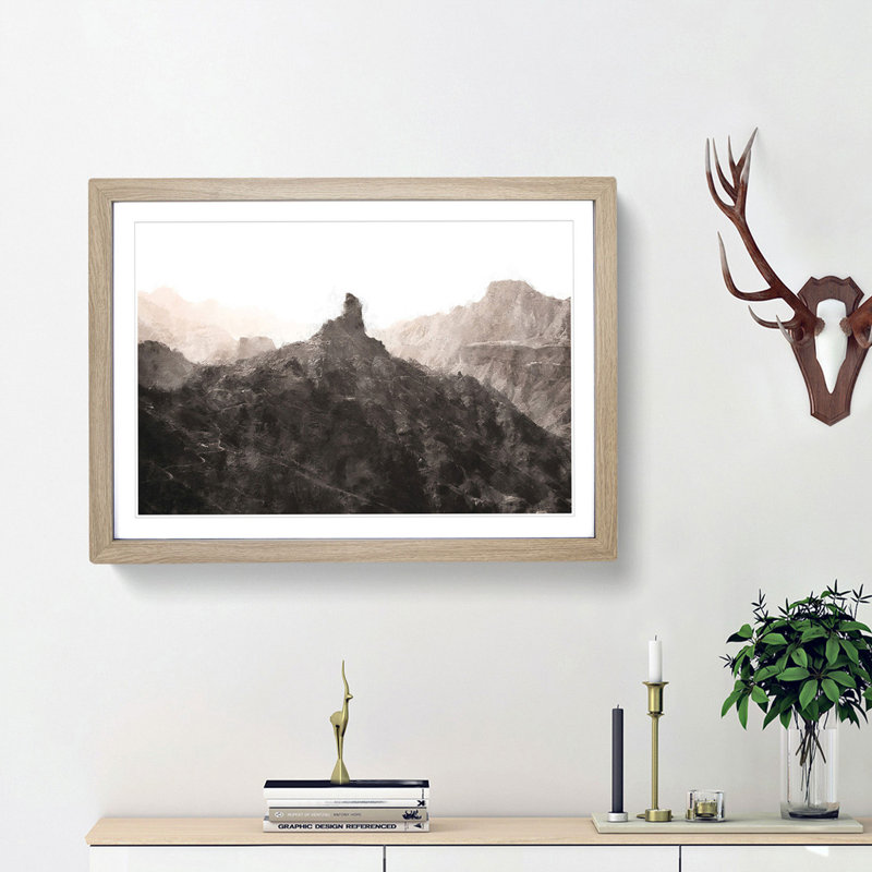 Mountains in Gran Canaria - Picture Frame Graphic Art Print, 62cm H x 87cm W x 2cm D, Oak Framed