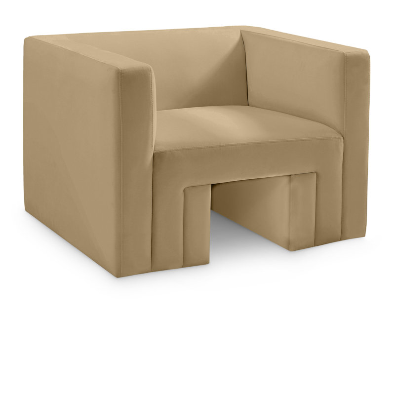 Henson 41" W Velvet Armchair, Camel Velvet