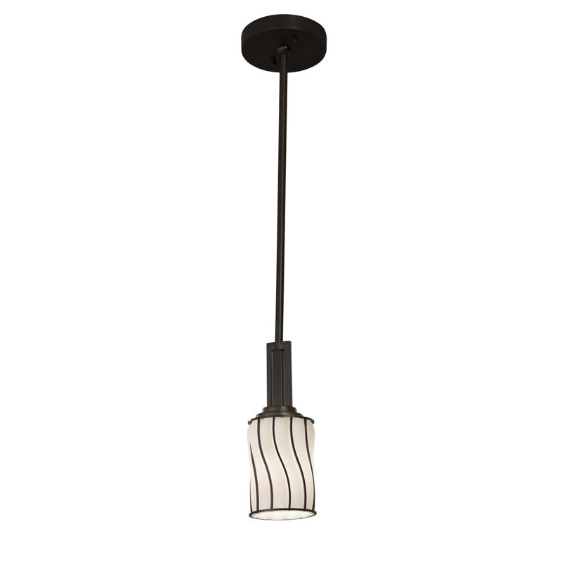 Grisby 1 - Light Single Pendant, Polished Chrome, Swirl with Clear Bubbles, Dedicated LED