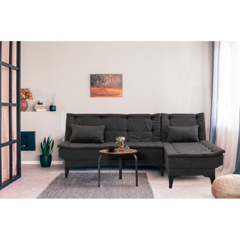 Canapé modulaire d'angle rembourré 88,6 po Sky, 100 % lin anthracite