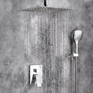 Shower Faucet Set, Ceiling Mounted 12 inch Shower Head with Handheld Showerhead