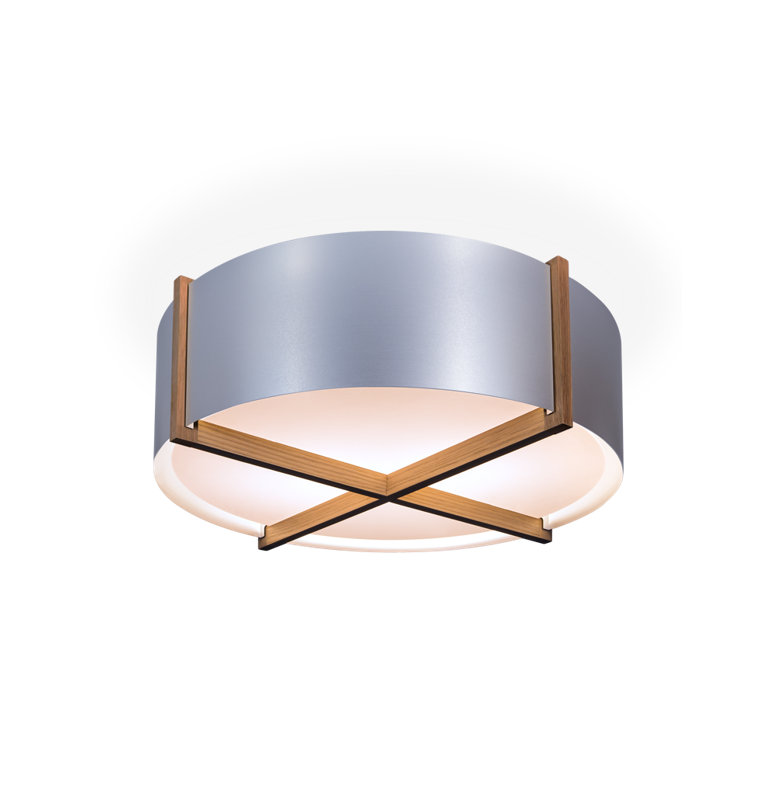 Plura 1 - Light LED Flush Mount, Walnut/Brushed Aluminum, 6.38" H x 24" W x 24" D, 3500K