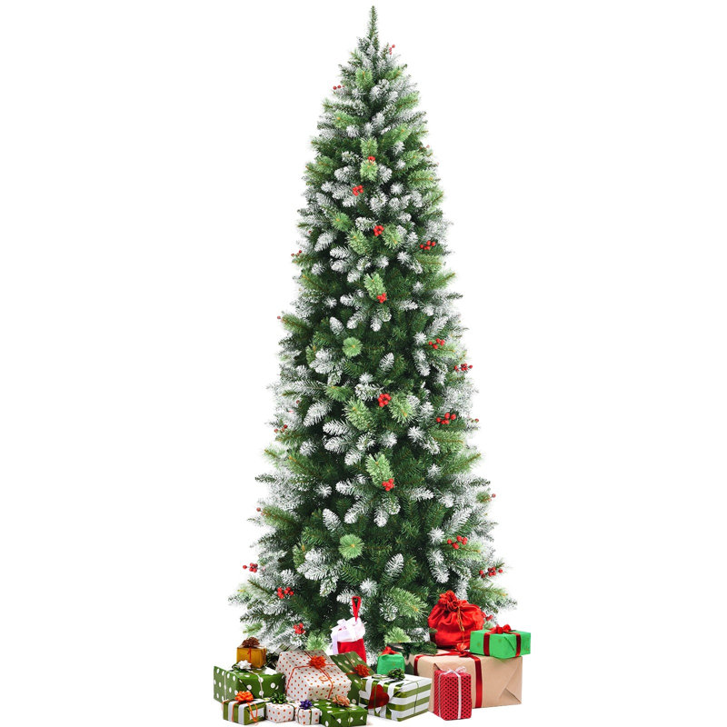 Arbre de Noël élancé vert et baies, 7.5'