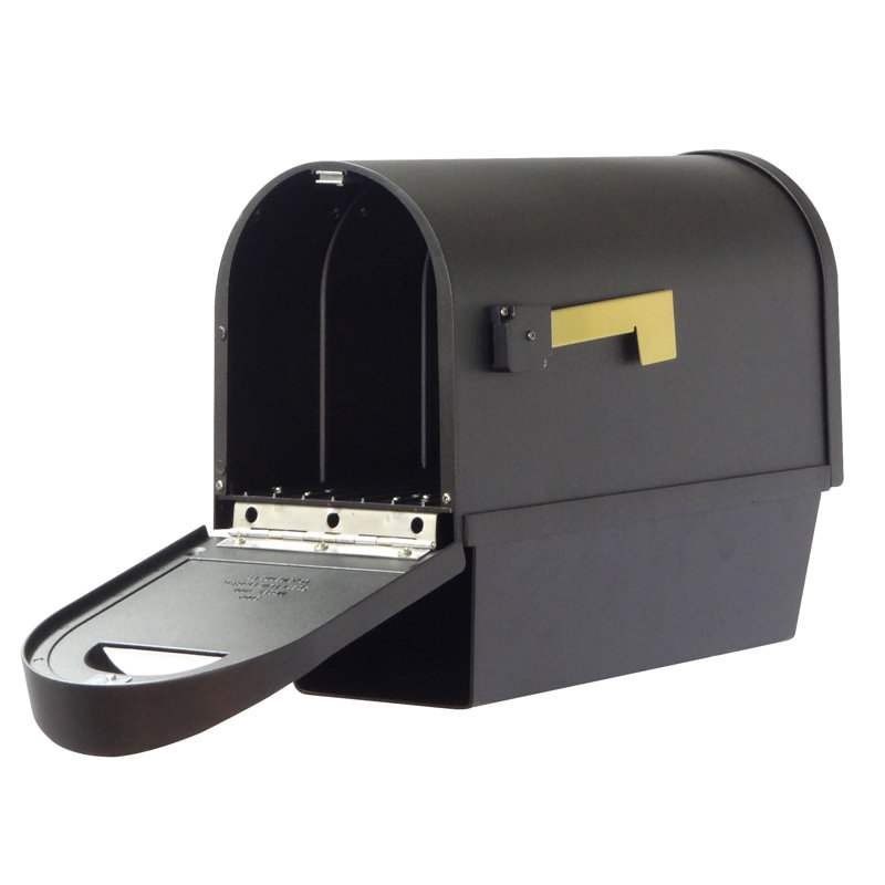 Classic Black Aluminum Double Mailbox with Post and Newspaper Tube