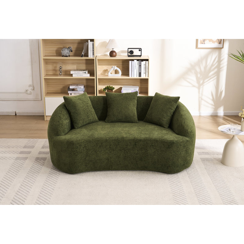 049s Chenille 2 sans os avec mise à niveau, 3 coussins décoratifs, pour le salon, le bureau, l’appartement, l’espace et le confortable courbé en chenille, utilisation modulaire à la maison, profil