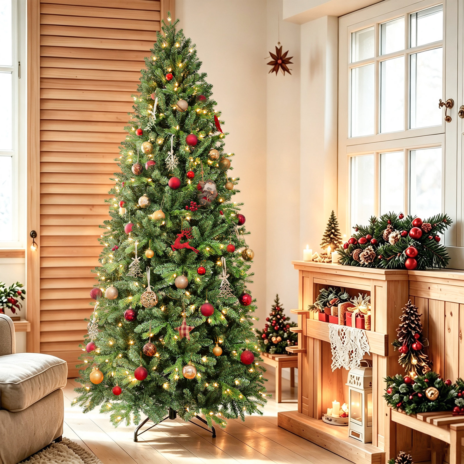 Pencil 9' Pre-Lit Spruce Christmas Tree, 6'