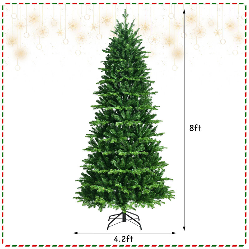 Arbre de Noël à charnières pré-éclairé 6 pi 1664 avec 310 lumières et interrupteur au pied The Holiday Aisle®, H 8 pi