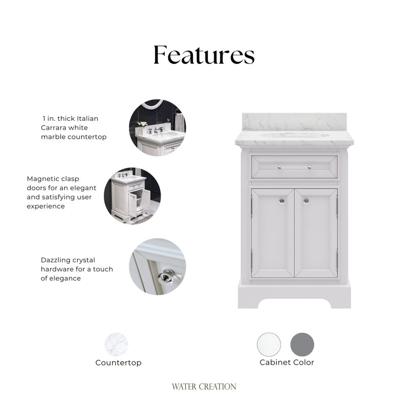 Derby 30'' W Single Vanity, White, 24"
