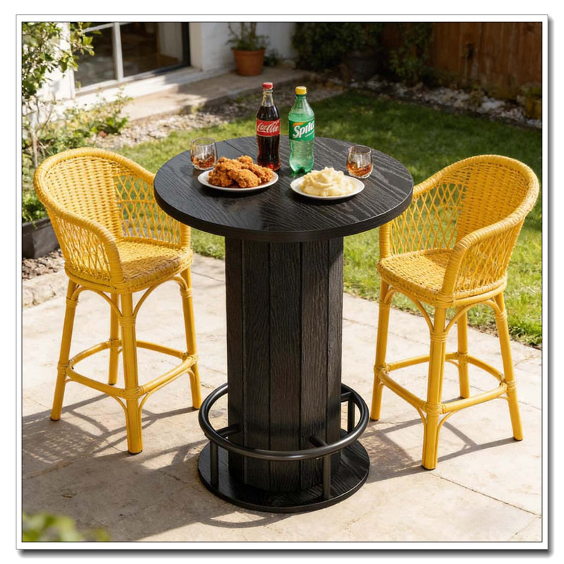 Table de bar, table basse ronde, Noir