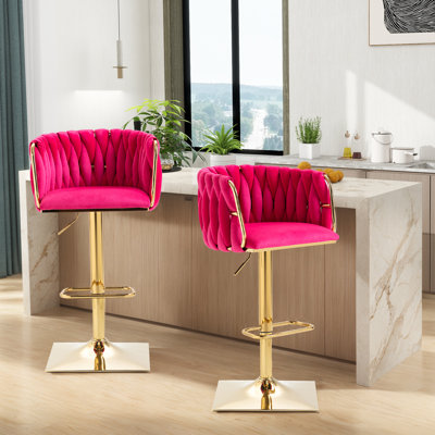 Swivel Adjustable Height Bar Stool with Golden Base