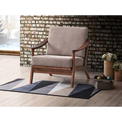 Chaise d'appoint rembourrée en mousse brune, structure en bois, assise de 24 po de largeur, capacité de poids de 220 lb avec siège en tissu, coussin amovible, poids de 36 lb