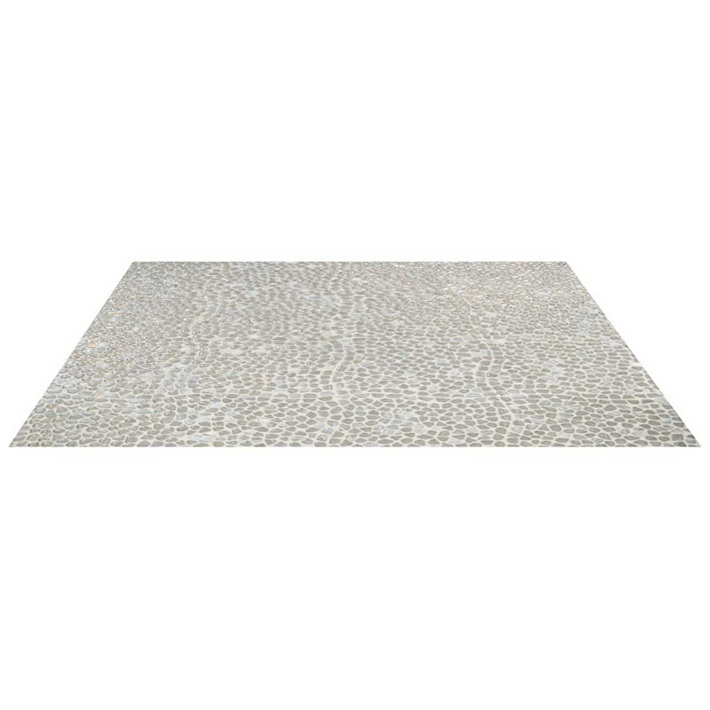 Komorebi 12x12 Pebble Polished Glass Mosaic Tile, Mineral Ice Gray