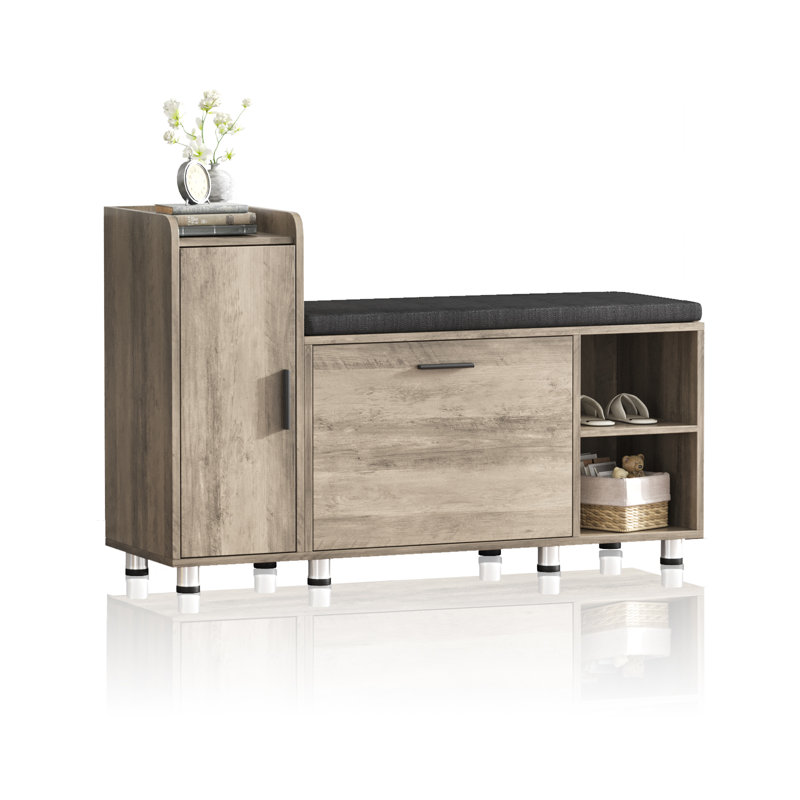 15 Pair Shoe Storage Bench, Grey
