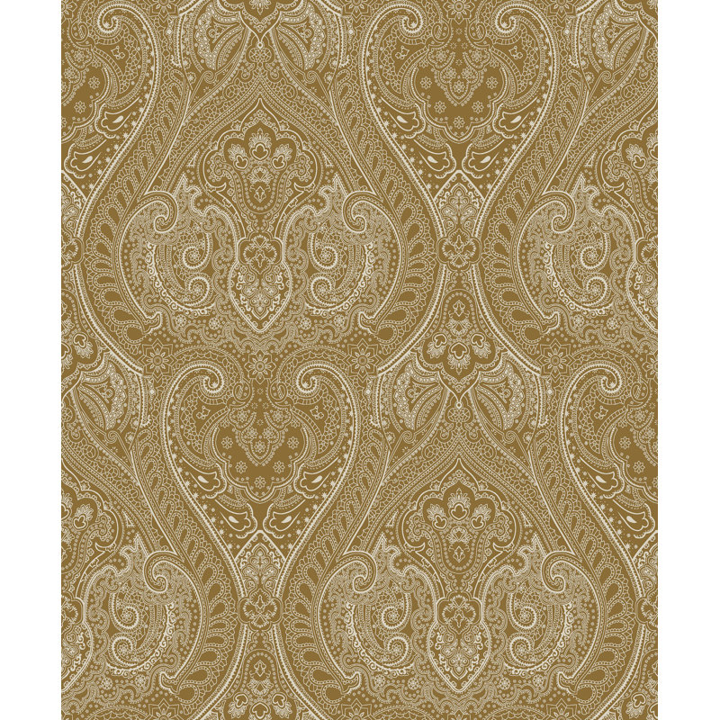 Zen Damask Paper Metallic Wallpaper Roll, Gold
