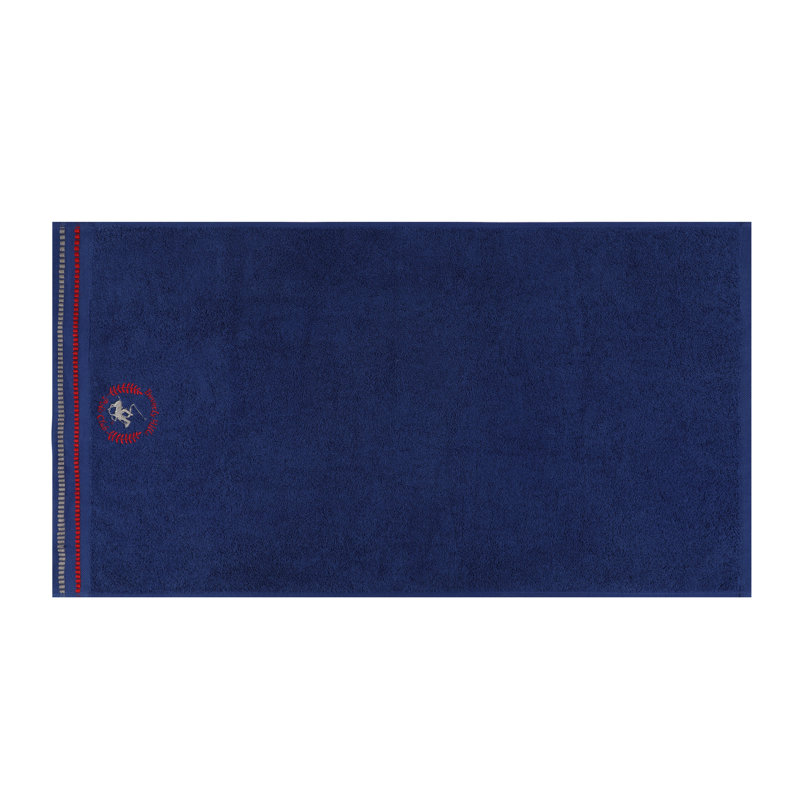 Ensemble de serviettes luxueuses 100% coton (2 pièces), bleu foncé et blanc, 19,7 po x 35,4 po | Tissu doux absorbant 480 g / m² | Lavable à la machine jusqu'à 104 ° F | Parfait pour le spa, la salle de bain ou la salle de sport