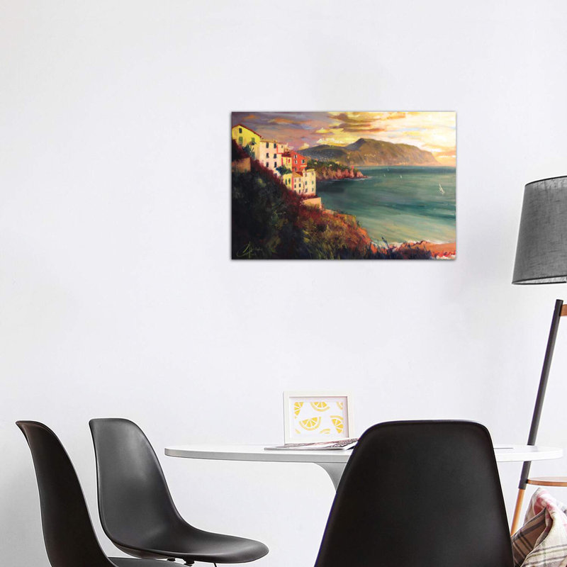 «The West Coast of Italy» par Christopher Clark, reproduction d'art, H 26 po x l 40 po x P 1,5 po, Toile tendue