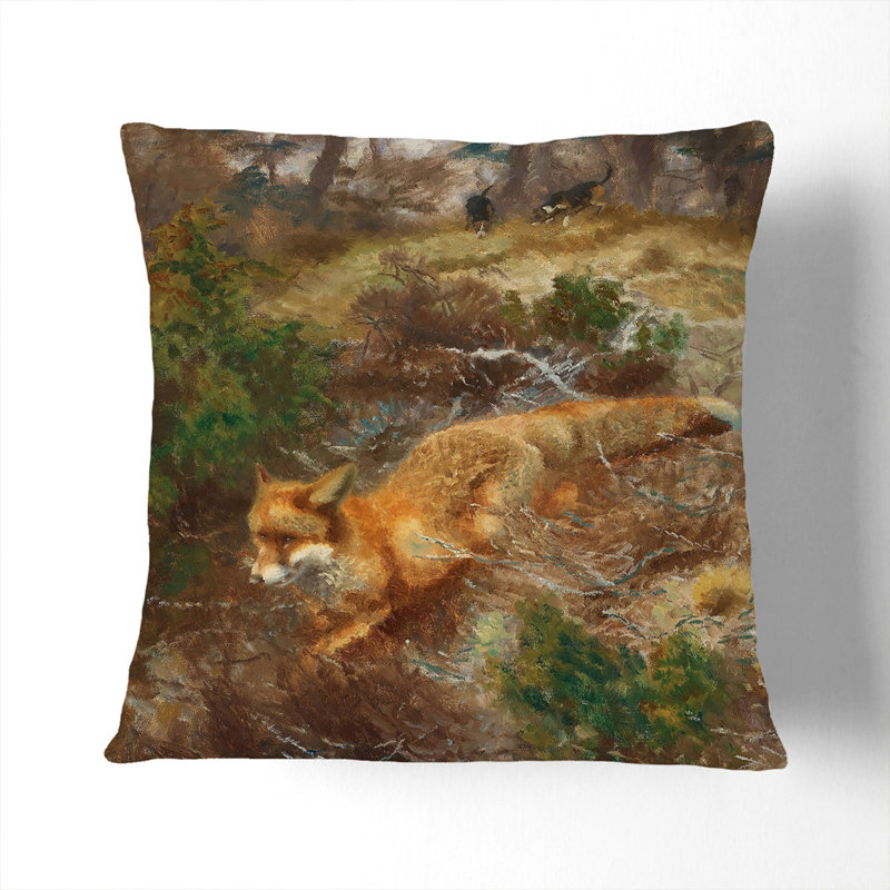Fox and Hunting Dogs Vol.1 Scatter Cushion, 55cm H x 55cm W x 20cm D, Black
