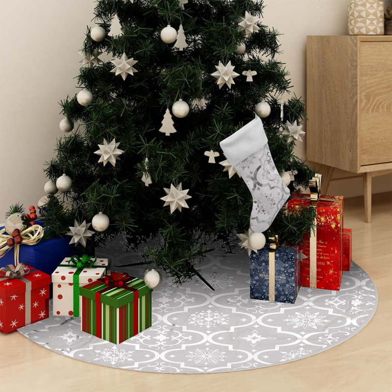 Tapis d'arbre de Noël artificiel Luxury, Blanc, H 36 po x l 36 po